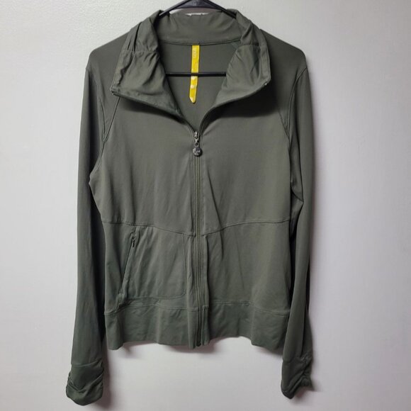 Lole Athletic Jacket Full Zip Womens XL Green Zipper Pocket Long Sleeve Active - Picture 1 of 10